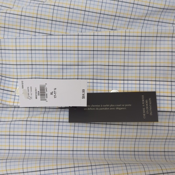 Banana Republic xl non-iron untucked fit checker print button down 17-17 1/2 nwt - Picture 2 of 6